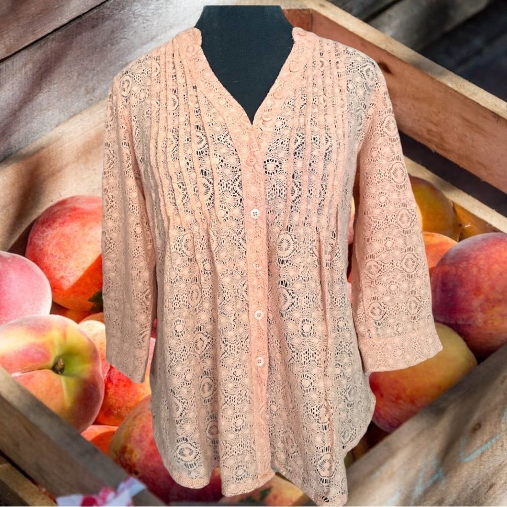 All lace womens button down blouse. So pretty.